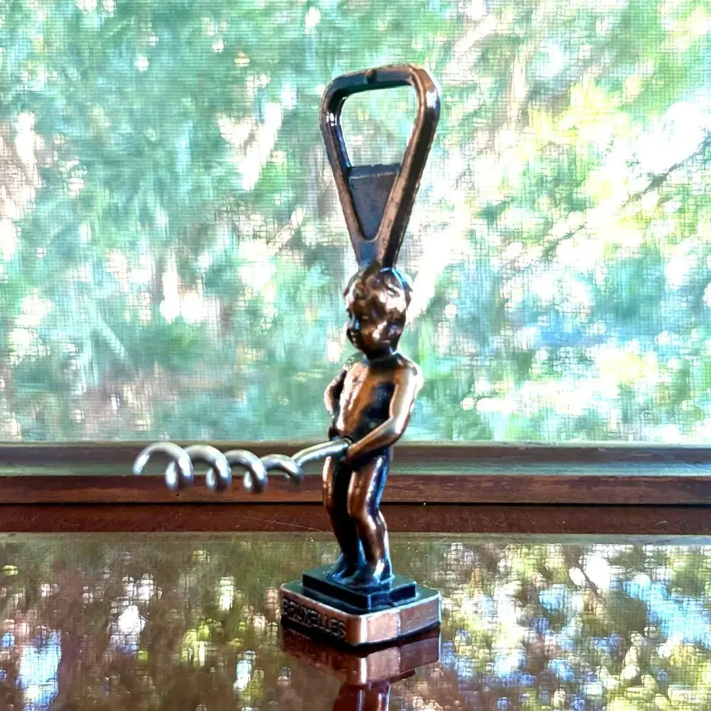Vintage 1970s Copper Figural Corkscrew Bottle Opener Bruxelles